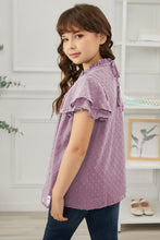 Load image into Gallery viewer, Girls Swiss Dot Smocked Flutter Sleeve Blouse