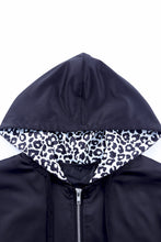 Load image into Gallery viewer, Leopard Color Block Zip-Up Hooded Jacket