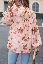 Load image into Gallery viewer, Floral Print Mock Neck Lantern Sleeve Blouse