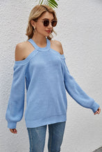 Load image into Gallery viewer, Cutout Cold-Shoulder Rib-Knit Sweater