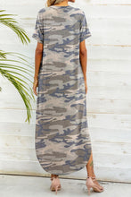 Load image into Gallery viewer, Printed V-Neck Curved Hem Dress