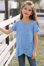 Load image into Gallery viewer, Girls Buttoned Tulip Hem T-Shirt