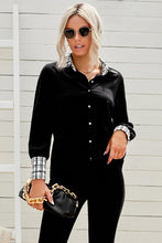 Load image into Gallery viewer, Plaid Trim Button Down Collared Shirt