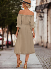 Load image into Gallery viewer, Frilled Off-Shoulder Flounce Sleeve Dress