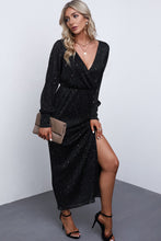 Load image into Gallery viewer, Rhinestone Surplice Split Maxi Dress