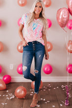 Load image into Gallery viewer, Leopard V-Neck Short Sleeve Tee Shirt