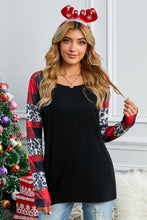 Load image into Gallery viewer, Plaid Leopard Baseball Sleeve Top