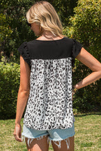 Load image into Gallery viewer, Leopard Embroidered Cap Sleeve Blouse