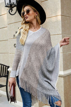 Load image into Gallery viewer, Color Block V-Neck Brushed Poncho