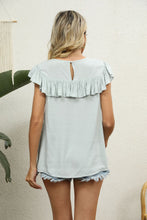 Load image into Gallery viewer, Spliced Lace Ruffled Blouse