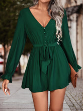Load image into Gallery viewer, Long Flounce Sleeve V-Neck Romper