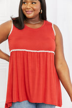 Load image into Gallery viewer, Celeste Next To You Full Size Lace Detail Sleeveless Top in Rust