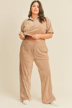 Load image into Gallery viewer, Kimberly C Full Size Cropped Polo Shirt and Wide Leg Pants Set in Taupe