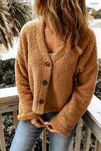 Load image into Gallery viewer, V-Neck Button Front Teddy Cardigan