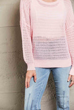 Load image into Gallery viewer, Double Take Openwork Round Neck Dropped Shoulder Knit Top