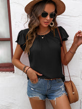 Load image into Gallery viewer, Textured Flutter Sleeve Blouse