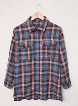 Load image into Gallery viewer, Plaid Slit High-Low Shirt with Pockets