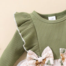 Load image into Gallery viewer, Girls Floral Bow Detail Ruffle Shoulder Tulle Dress