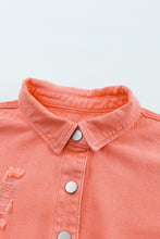 Load image into Gallery viewer, Distressed Fringe Trim Button Up Jacket