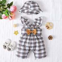Load image into Gallery viewer, Plaid Square Neck Bow Detail Jumpsuit