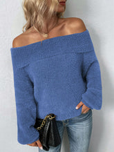 Load image into Gallery viewer, Off-Shoulder Fold-Over Fuzzy Sweater