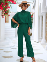 Load image into Gallery viewer, Tie Back Mock Neck Split Sleeve Jumpsuit