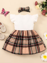 Load image into Gallery viewer, Girls Plaid Bow Detail Ribbed Dress