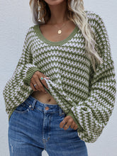Load image into Gallery viewer, Striped Horizontal Ribbing Scoop Neck Sweater