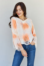 Load image into Gallery viewer, POL Mix It Up Tie Dye Hooded Distressed Sweater in Ivory/Orange