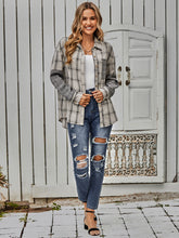 Load image into Gallery viewer, Plaid Button Down Curved Hem Shacket