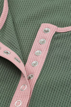 Load image into Gallery viewer, Elbow Patch Waffle Knit Henley Top