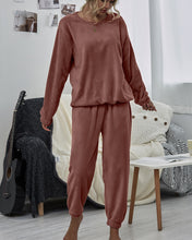 Load image into Gallery viewer, Dropped Shoulder Teddy Lounge Set