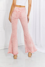 Load image into Gallery viewer, Color Theory Flip Side Fray Hem Bell Bottom Jeans in Pink