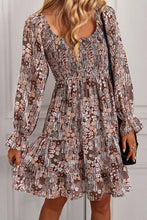 Load image into Gallery viewer, Floral Long Flounce Sleeve Square Neck Dress