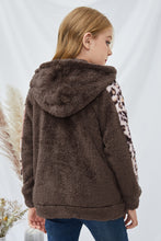 Load image into Gallery viewer, Kids Leopard Zip-Up Hooded Jacket with Pockets