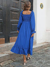 Load image into Gallery viewer, Smocked Ruffle Hem Flounce Sleeve Dress