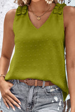 Load image into Gallery viewer, Swiss Dot Shoulder Detail V-Neck Tank