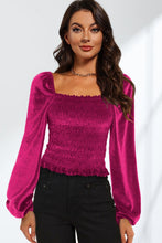 Load image into Gallery viewer, Smocked Square Neck Long Sleeve Blouse