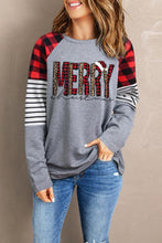 Load image into Gallery viewer, Christmas Letter Graphic Mixed Print Round Neck Top