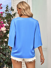 Load image into Gallery viewer, Three-Quarter Flare Sleeve V-Neck Blouse