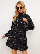 Load image into Gallery viewer, Printed Long Flounce Sleeve Frill Neck Dress