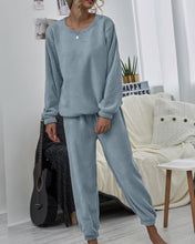 Load image into Gallery viewer, Dropped Shoulder Teddy Lounge Set