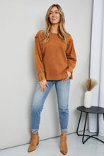 Load image into Gallery viewer, Sew In Love Full Size Exposed Seam Slit Sweatshirt