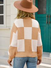 Load image into Gallery viewer, Checkered Dropped Shoulder Knit Pullover