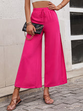 Load image into Gallery viewer, Hot Pink Slit Casual Cropped Flowy Pants