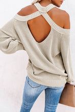 Load image into Gallery viewer, Cold Shoulder Cutout Back Rib-Knit Sweater