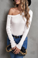 Load image into Gallery viewer, One-Shoulder Long Sleeve Ribbed Top