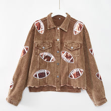 Load image into Gallery viewer, Dropped Shoulder Football Print Jacket