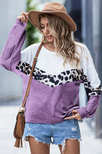 Load image into Gallery viewer, Leopard Color Block Waffle-Knit Top