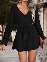 Load image into Gallery viewer, Long Flounce Sleeve V-Neck Romper